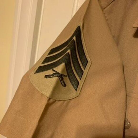 U.S. Marine Corps Men’s Size 16 Sargents Khaki Shade M-1 Uniform Shirt - Picture 4 of 6